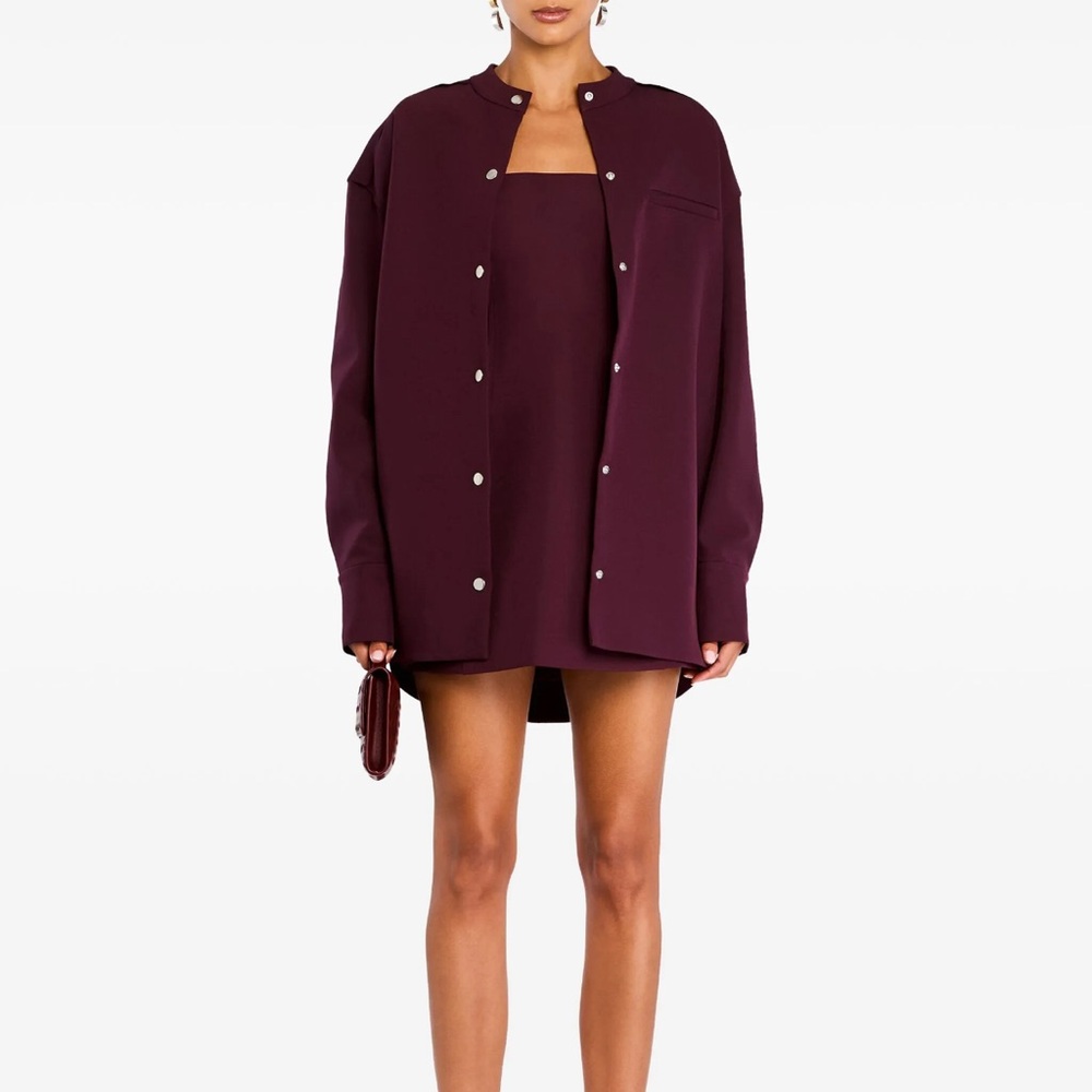 SER.O.YA Ali Heavy Crepe Shacket in Merlot - Picture 2 of 10